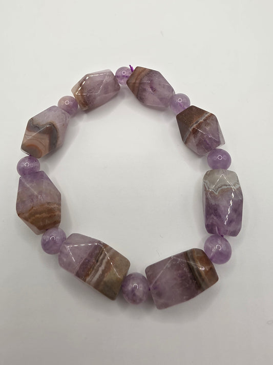 💜 Amethyst with Crazy Lace Baroque Bracelet – Celestial Harmony
