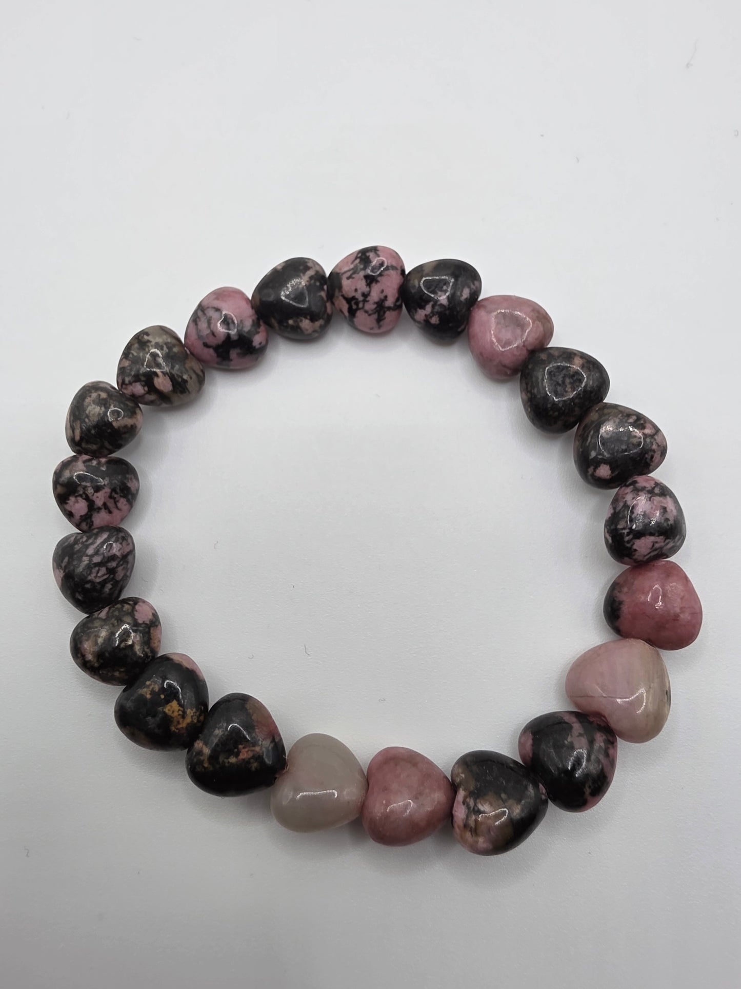 💖 Rhodonite Heart Stretch Bracelet – Love’s Return (8mm)