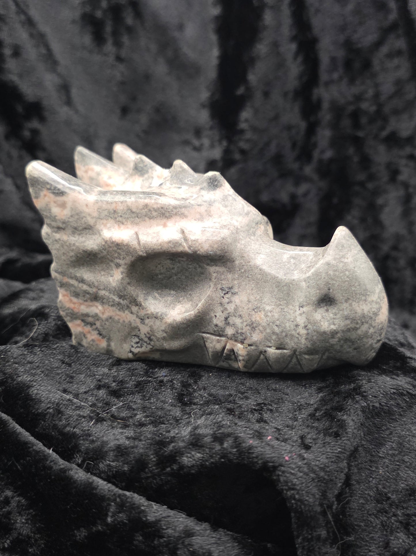 🦓 Pink Zebra Dragon Head Carving — Joyful Balance (4.2" x 2.3" x 2.6")