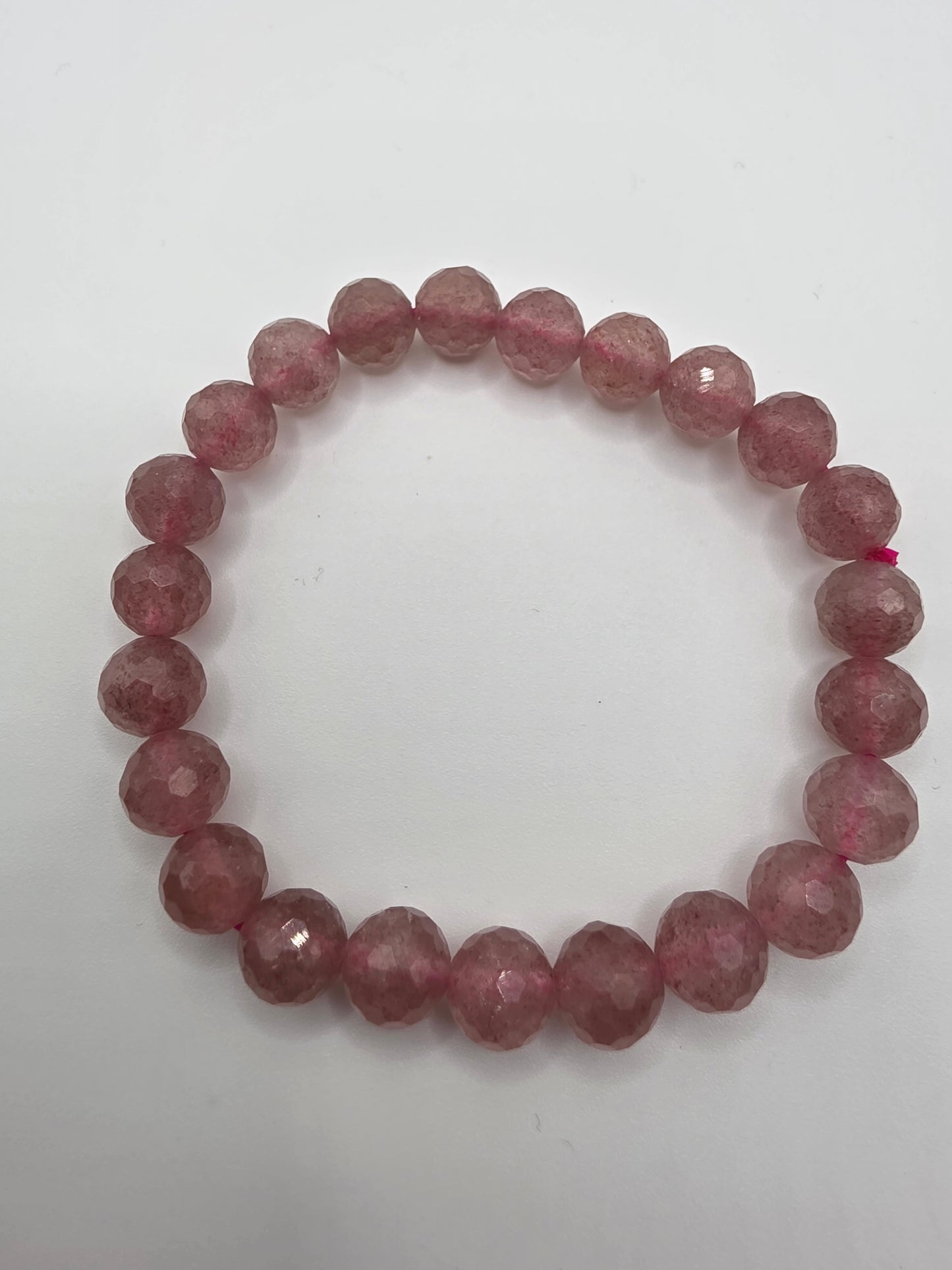 🍓 Faceted Strawberry Quartz Bracelet – Sweet Illumination (8mm)