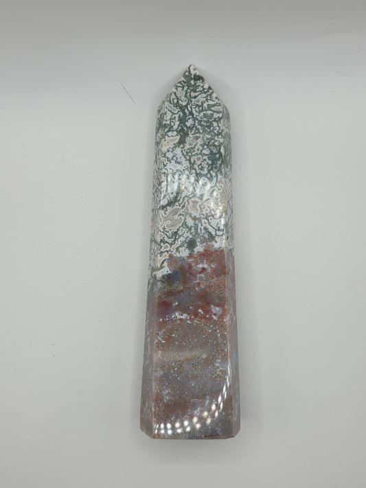 🌿 Moss Agate Landscape Tower — Harmony & Protection (6.4")