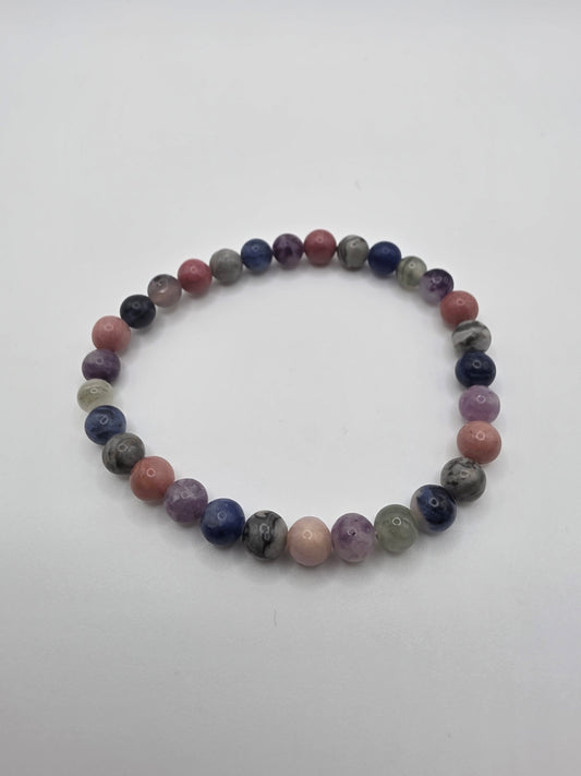🌈 Mixed Stone Bracelet – Intuition & Calm (6mm)