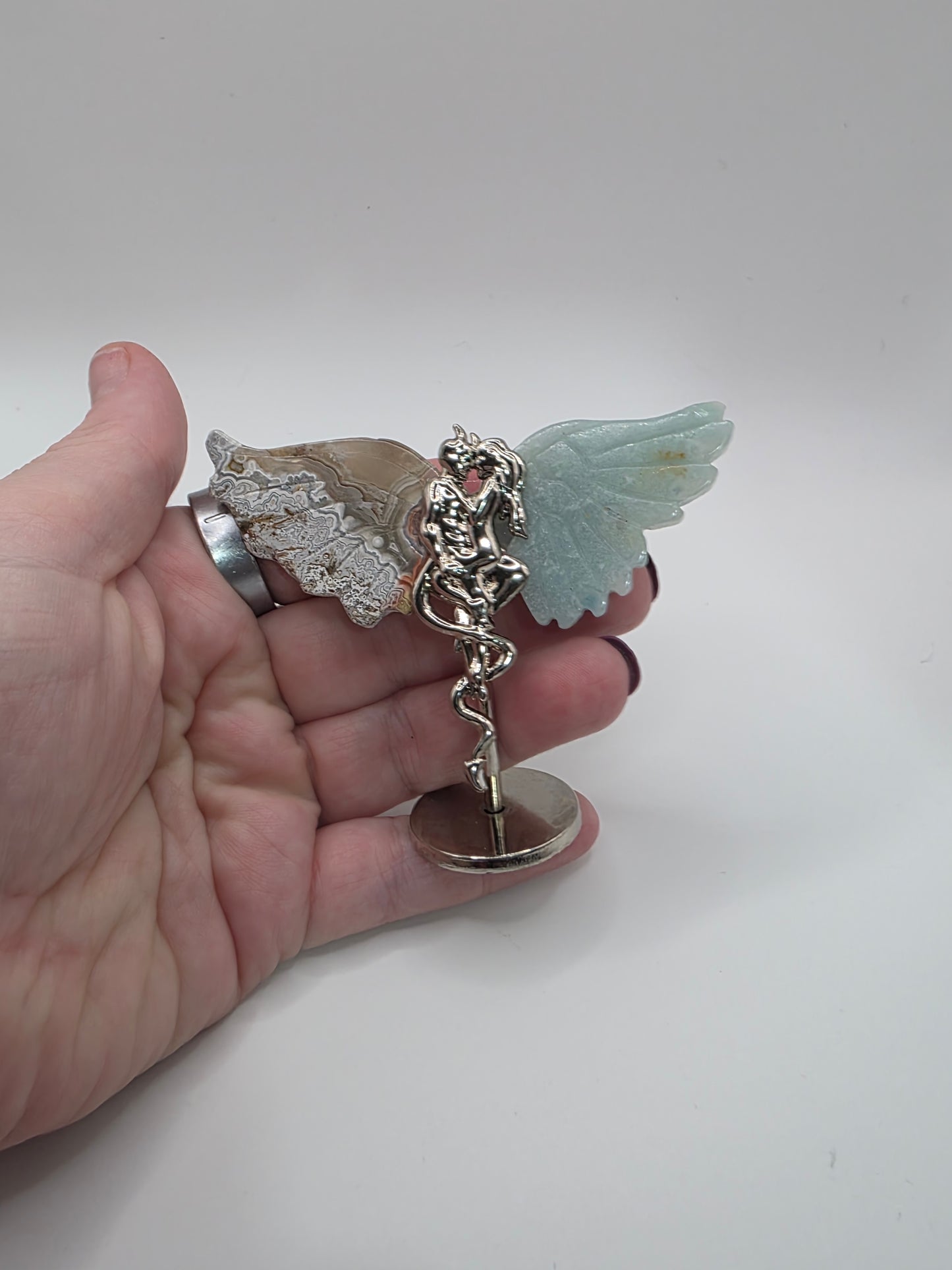 🪽 Amazonite & Crazy Lace Agate Mini Forbidden Love Wings (2.5 in)