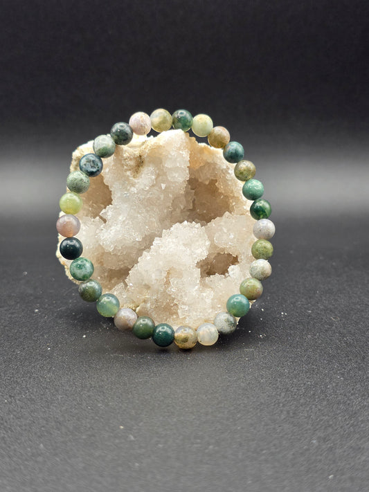 🌿 Moss Agate Bracelet – Forest Whisper (5.5mm)