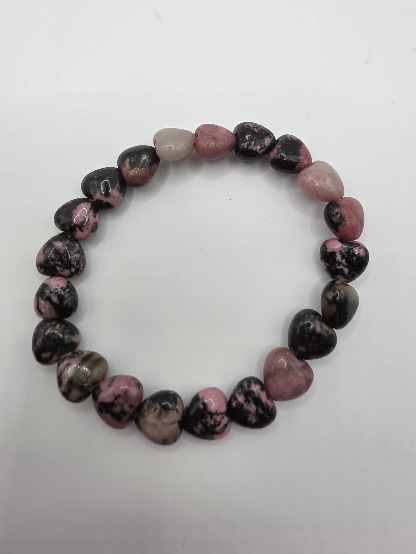 💖 Rhodonite Heart Stretch Bracelet – Love’s Return (8mm)