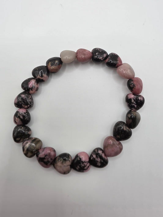 💖 Rhodonite Heart Stretch Bracelet – Love’s Return (8mm)