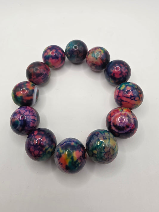 🌈 Dyed Rainbow Agate Bracelet – Spectrum of Joy (20mm)