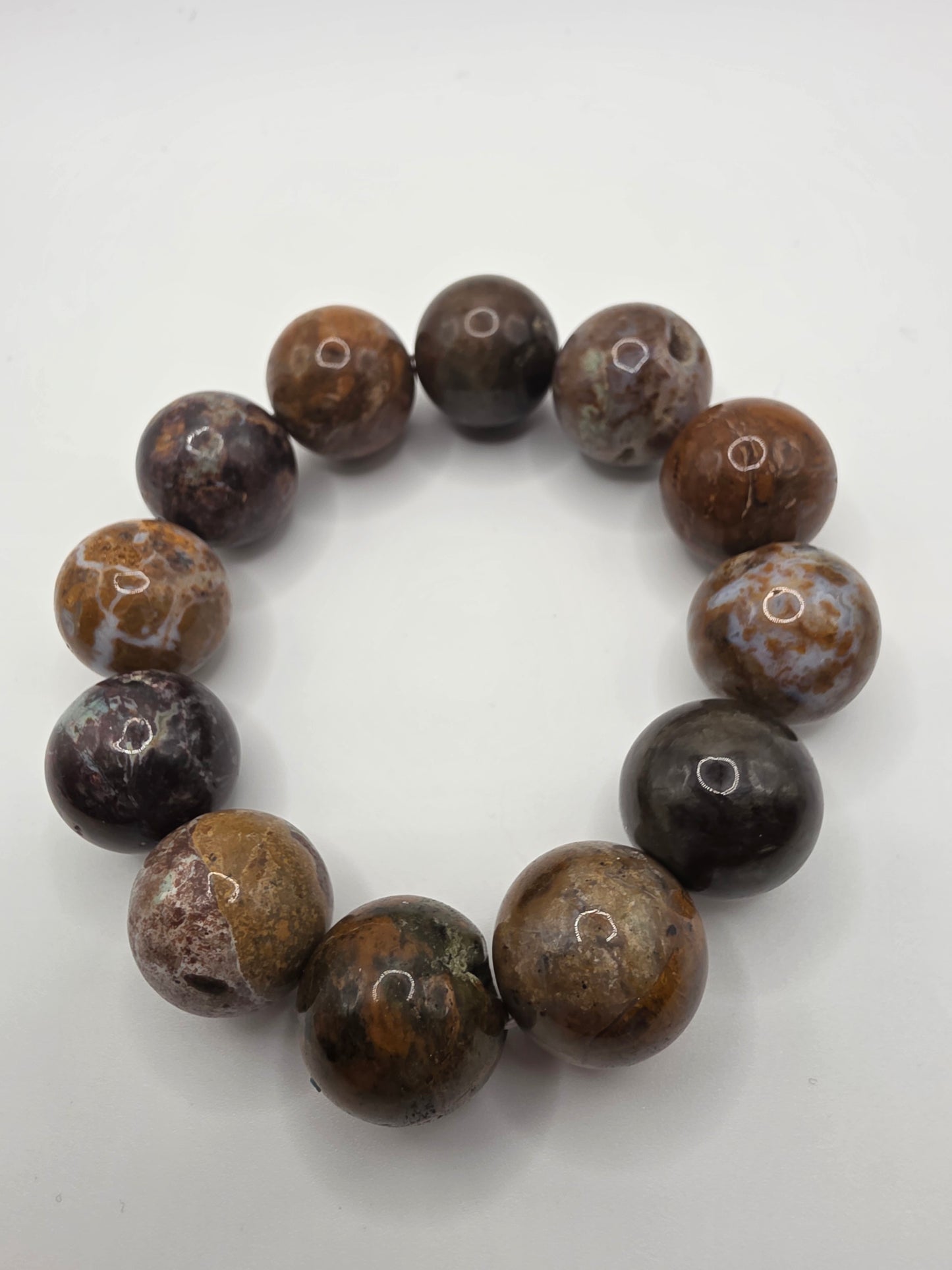 🌊 Ocean Jasper Bead Bracelet with Druzy – Sea Spirit (20mm)
