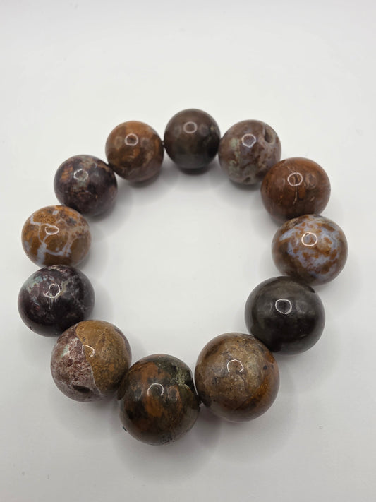 🌊 Ocean Jasper Bead Bracelet with Druzy – Sea Spirit (20mm)