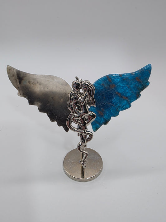 🪽 Smoky Quartz & Blue Apatite Mini Forbidden Love Wings (2.5 in)