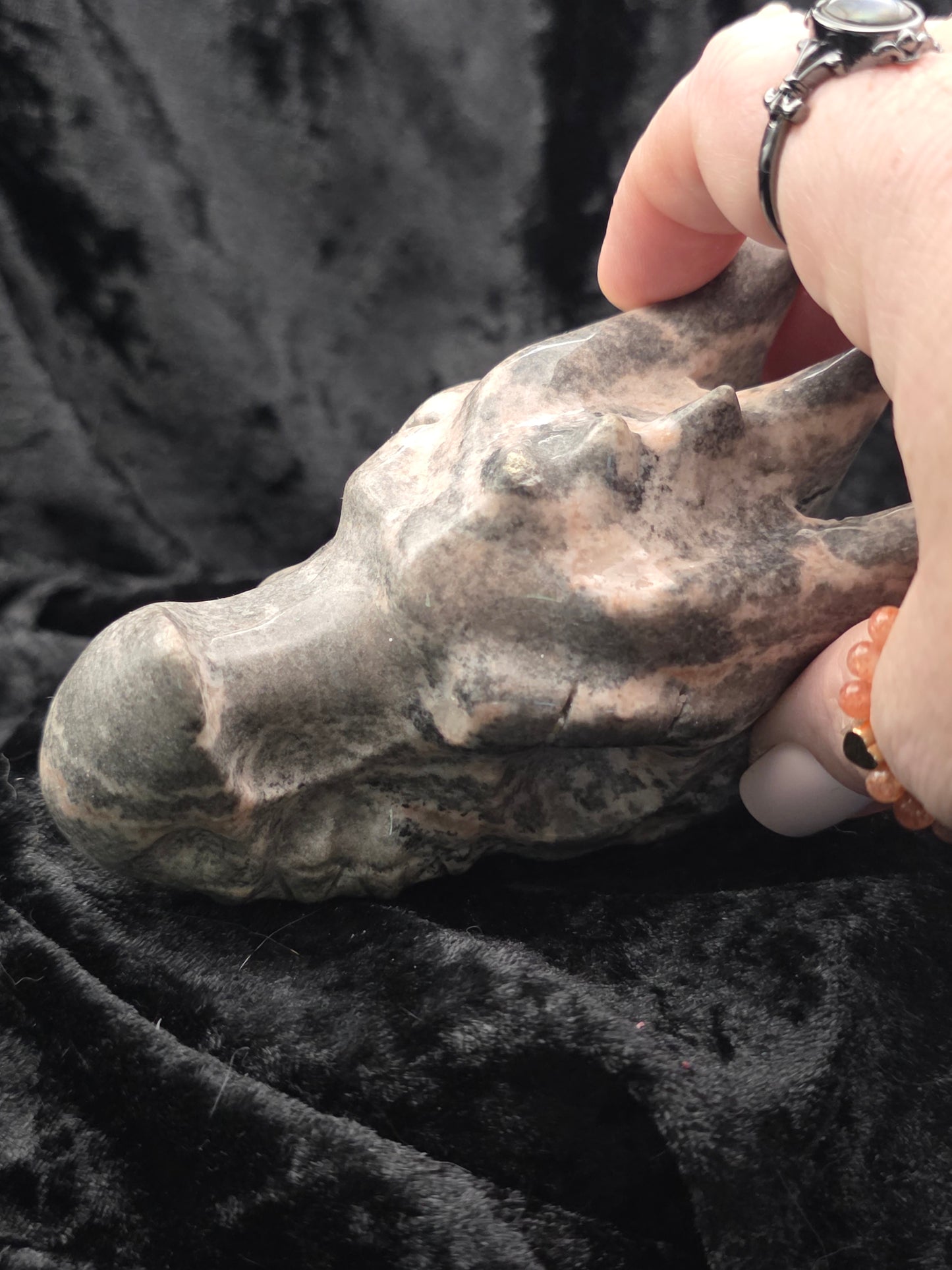 🦓 Pink Zebra Dragon Head Carving — Joyful Balance (4.2" x 2.3" x 2.6")