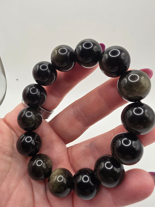 ✨ Gold Sheen Obsidian Bracelet – Grounded Power (16mm)