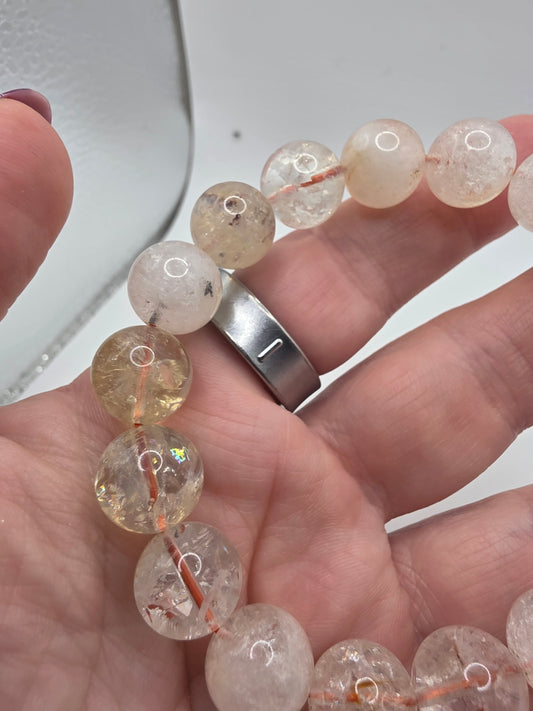 ☀️ Citrine Bracelet – Golden Glow (12mm with Rainbows)