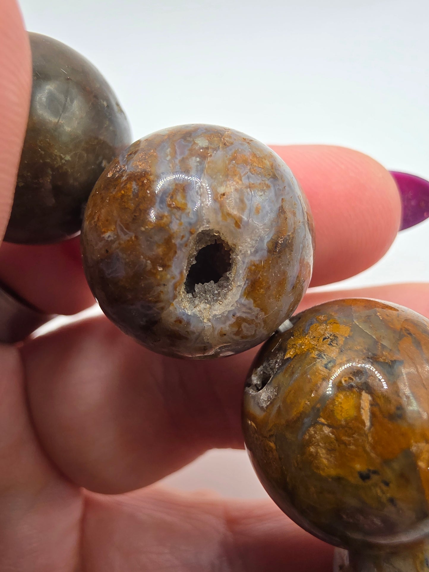 🌊 Ocean Jasper Bead Bracelet with Druzy – Sea Spirit (20mm)