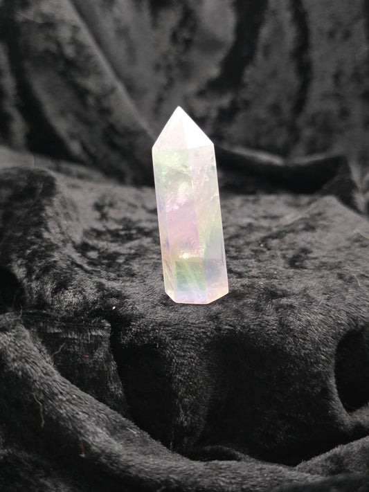 🌈 Aura Quartz Tower – Flawed Beauty Sparkle (2 in, chipped tip)