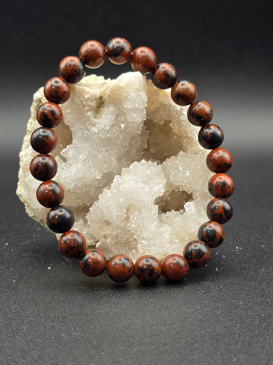 🌋 Mahogany Obsidian Bracelet – Earthfire Strength (8mm)