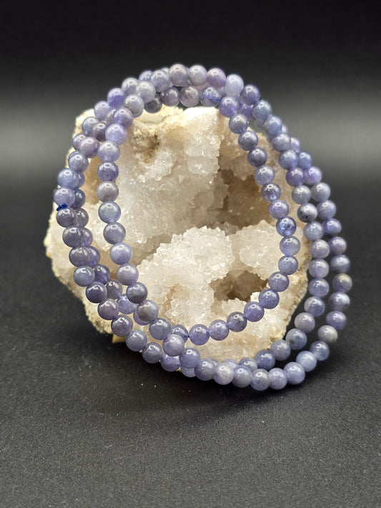 🔮 Tanzanite Triple Wrap Bracelet – Mystic Horizon (6mm)