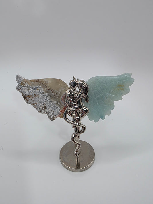 🪽 Amazonite & Crazy Lace Agate Mini Forbidden Love Wings (2.5 in)