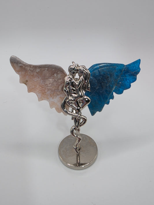 🪽 Blue Apatite & Pink Amethyst Mini Forbidden Love Wings (2.5 in)