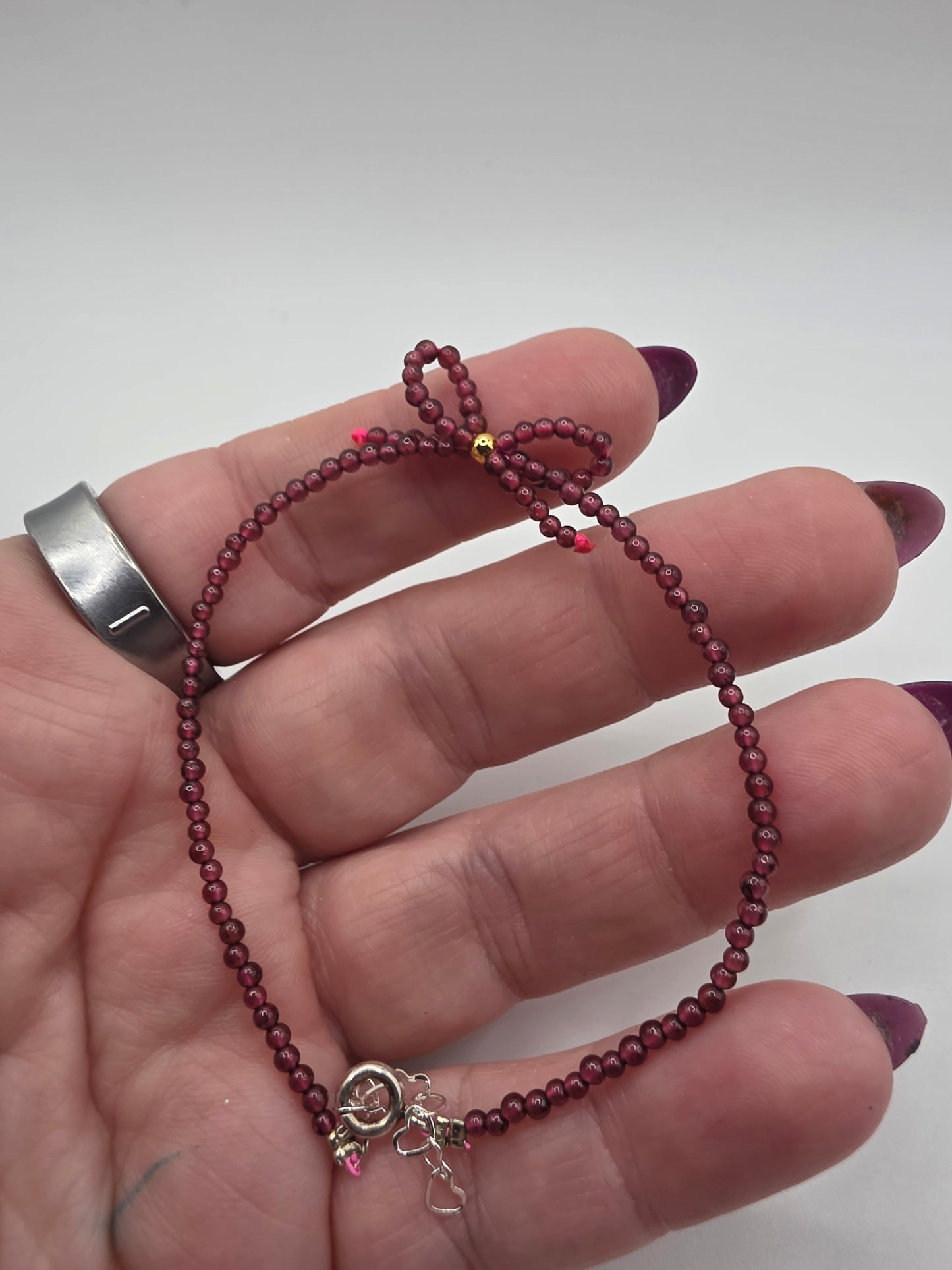 ❤️ Garnet Bow Bracelet – Passion Knot (2mm)