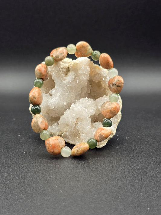 💚 Unakite Heart Bracelet – Balanced Love