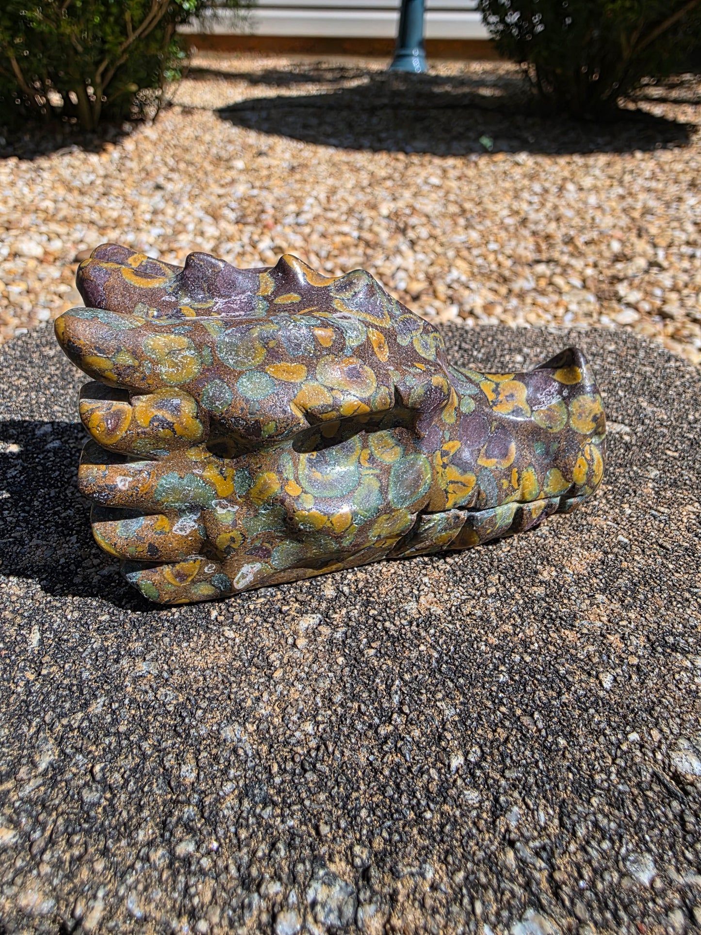 🪶 Fruit Jasper Dragon Head Carving — Grounded Strength (4" x 2" x 2.3")