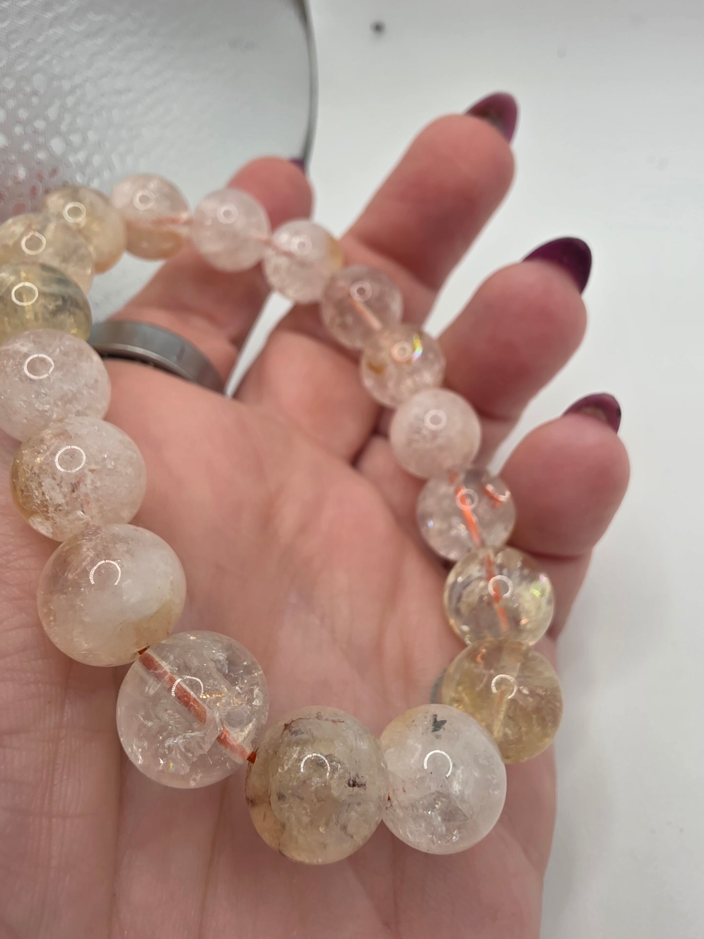 ☀️ Citrine Bracelet – Golden Glow (12mm with Rainbows)