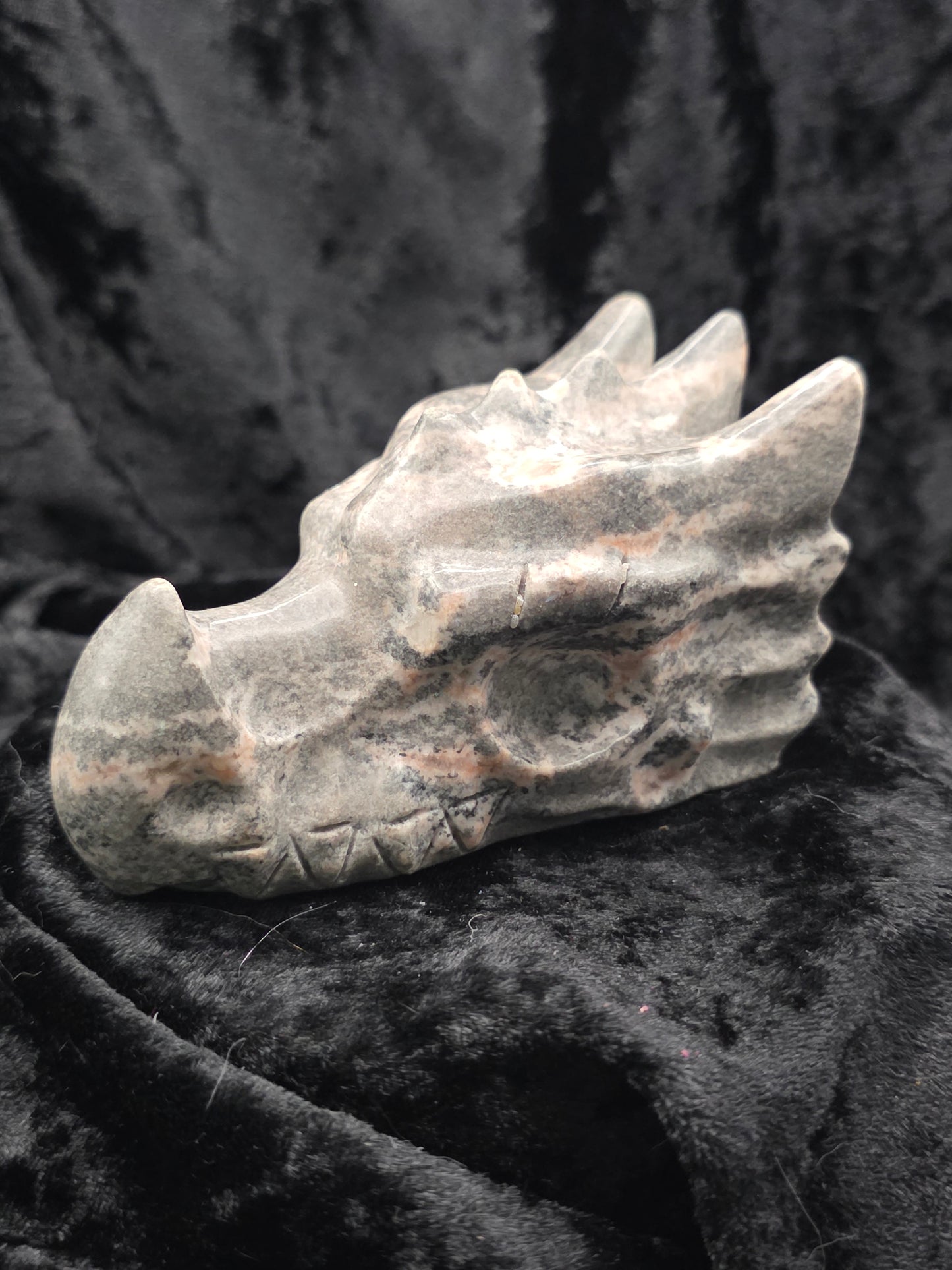 🦓 Pink Zebra Dragon Head Carving — Joyful Balance (4.2" x 2.3" x 2.6")