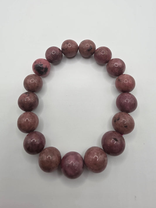 💗 Rhodonite Bracelet – Heart & Healing (12mm)