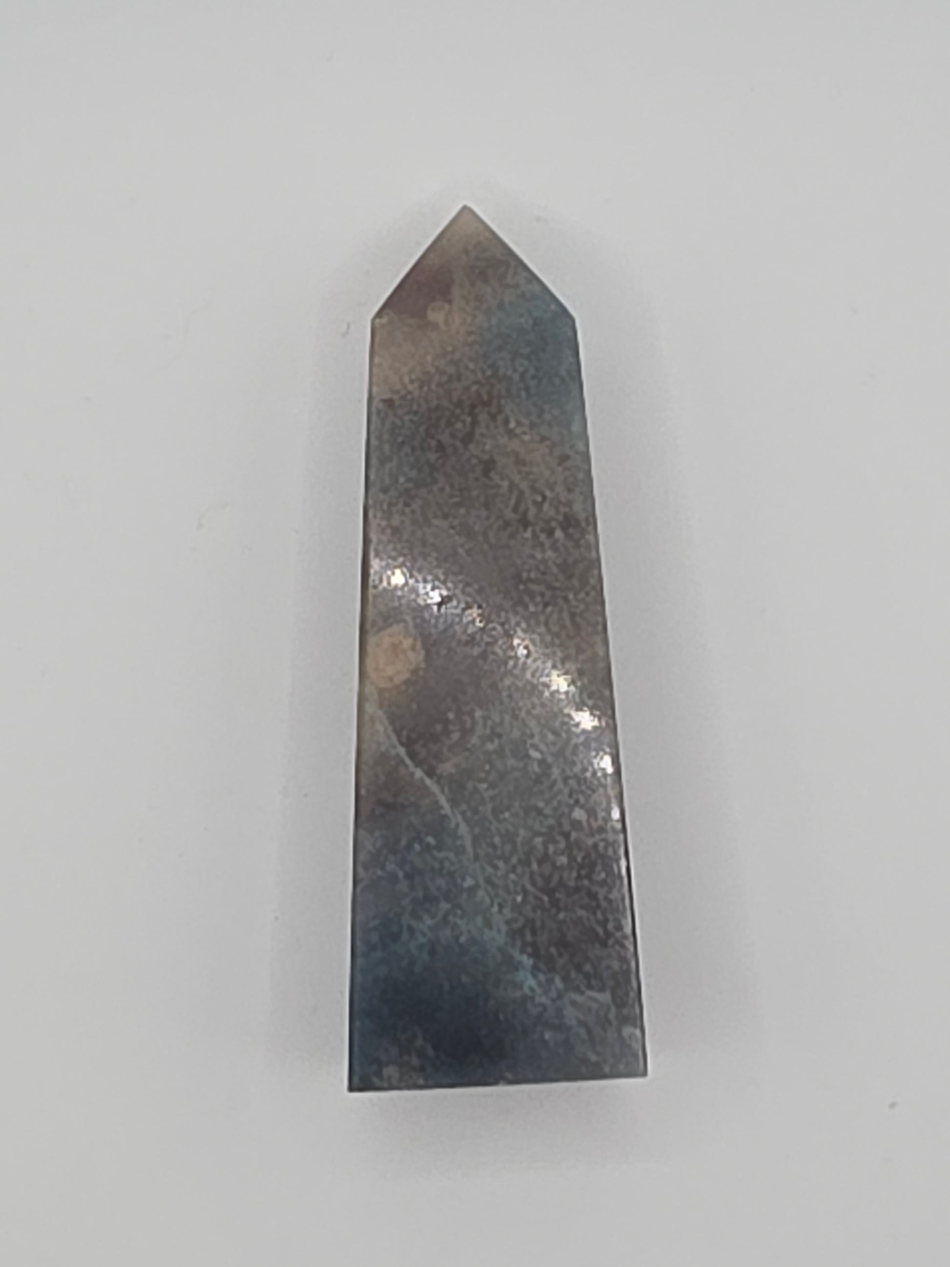 Alternate view of Trolleite tower showing natural cloudy patterns and polish.